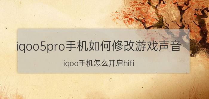 iqoo5pro手机如何修改游戏声音 iqoo手机怎么开启hifi？